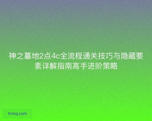神之墓地2点4c全流程通关技巧与隐藏要素详解指南高手进阶策略