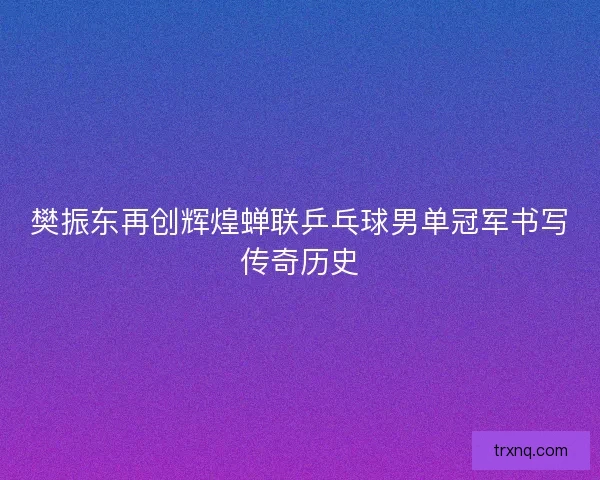 樊振东再创辉煌蝉联乒乓球男单冠军书写传奇历史